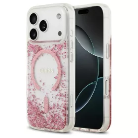   Guess tok Resin Bottom Glitter MagSafe iPhone 17 Pro készülékhez rózsaszín