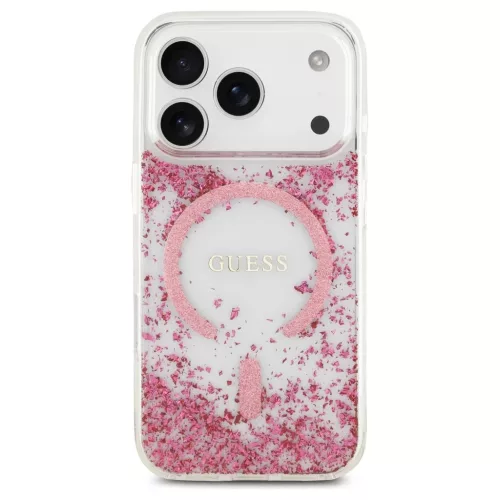 Guess tok Resin Bottom Glitter MagSafe iPhone 17 Pro készülékhez rózsaszín