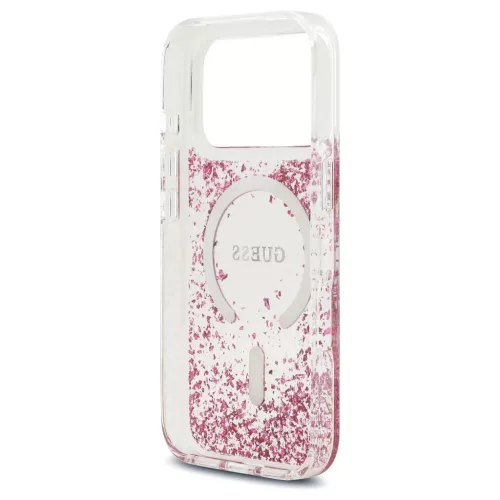 Guess tok Resin Bottom Glitter MagSafe iPhone 17 Pro készülékhez rózsaszín