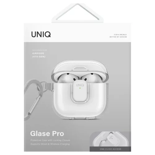 Tok UNIQ Glase Pro AirPods 4 készülékhez Lock átlátszó