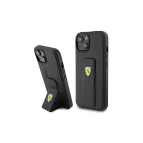   Ferrari FEHCP15SGSPSIK iPhone 15 / 14 / 13 6.1" készülékhez kemény tok Grip Stand Metal Logo fekete