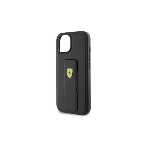 Ferrari FEHCP15SGSPSIK iPhone 15 / 14 / 13 6.1" készülékhez kemény tok Grip Stand Metal Logo fekete
