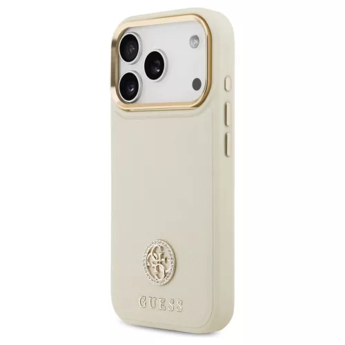 Guess Grained Strass Logo MagSafe tok iPhone 17 Pro készülékhez bézs