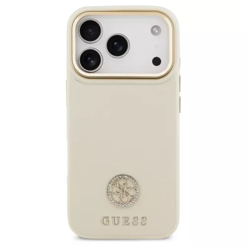 Guess Grained Strass Logo MagSafe tok iPhone 17 Pro készülékhez bézs