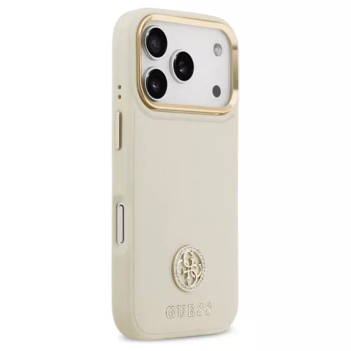 Guess Grained Strass Logo MagSafe tok iPhone 17 Pro készülékhez bézs