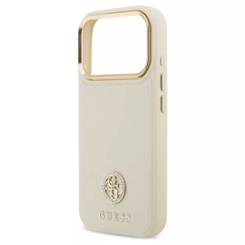 Guess Grained Strass Logo MagSafe tok iPhone 17 Pro készülékhez bézs