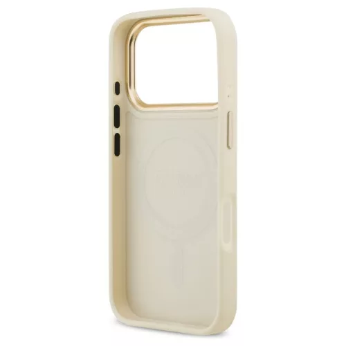 Guess Grained Strass Logo MagSafe tok iPhone 17 Pro készülékhez bézs