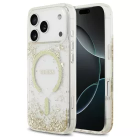  Guess Resin Bottom Glitter MagSafe tok iPhone 17 Pro készülékhez arany