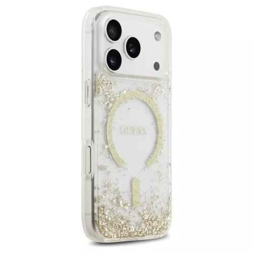 Guess Resin Bottom Glitter MagSafe tok iPhone 17 Pro készülékhez arany