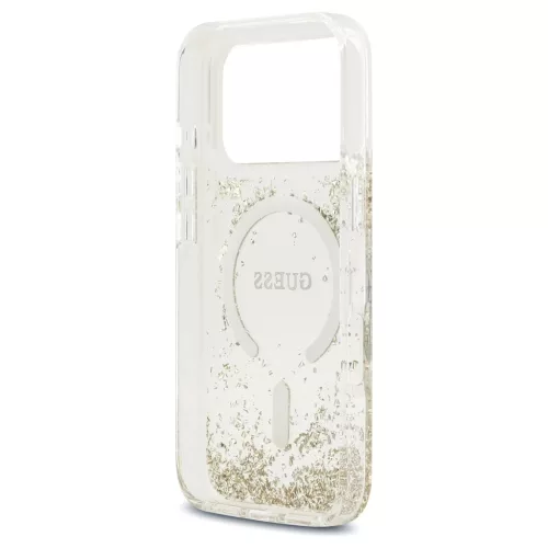 Guess Resin Bottom Glitter MagSafe tok iPhone 17 Pro készülékhez arany