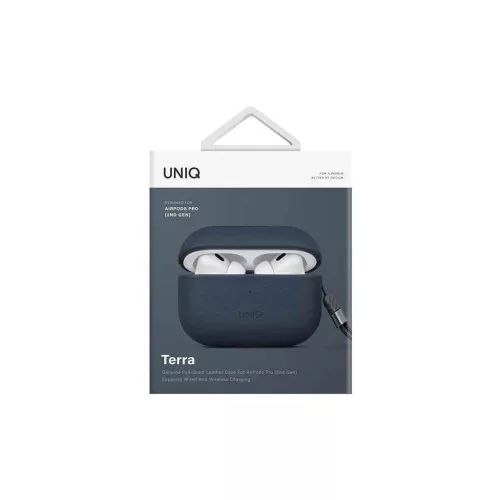 UNIQ tok Terra AirPods Pro 2 gen. készülékhez Valódi bőr (2022/2023) kék