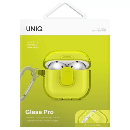 UNIQ Glase Pro tok AirPods 4 Lock készülékhez sárga