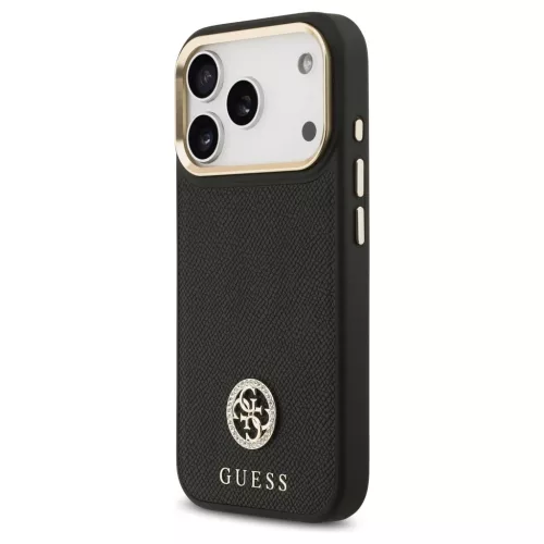 Guess Grained Strass Logo MagSafe tok iPhone 17 Pro készülékhez fekete