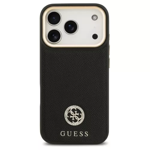 Guess Grained Strass Logo MagSafe tok iPhone 17 Pro készülékhez fekete