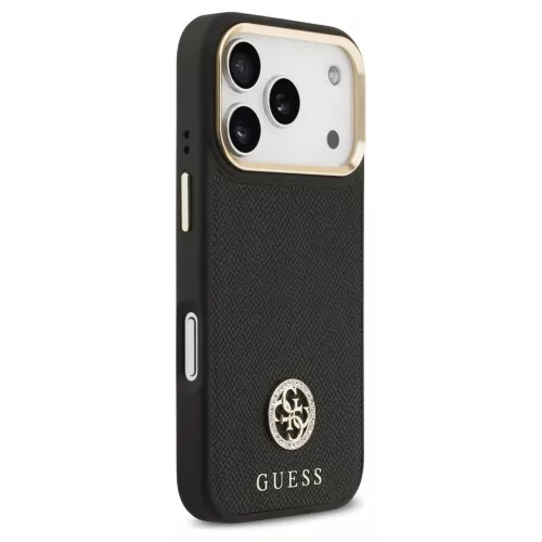 Guess Grained Strass Logo MagSafe tok iPhone 17 Pro készülékhez fekete