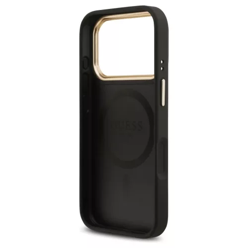 Guess Grained Strass Logo MagSafe tok iPhone 17 Pro készülékhez fekete