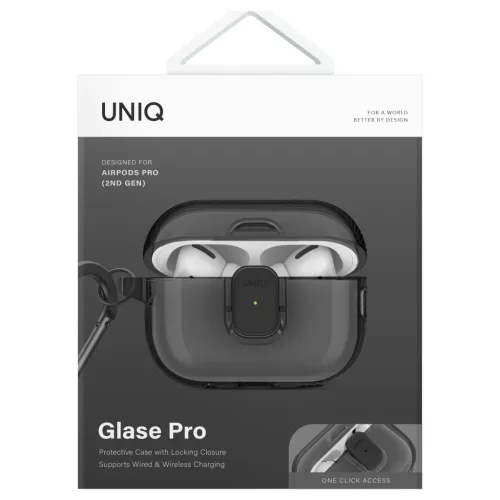 UNIQ Glase Pro tok AirPods Pro 2 készülékhez Lock Case füst