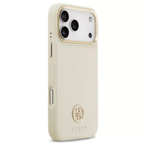 Tok Guess Grained Strass Logo MagSafe for iPhone 17 Pro Max készülékhez bézs