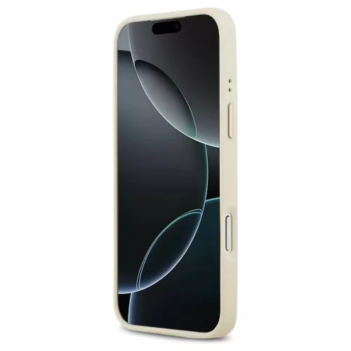 Tok Guess Grained Strass Logo MagSafe for iPhone 17 Pro Max készülékhez bézs
