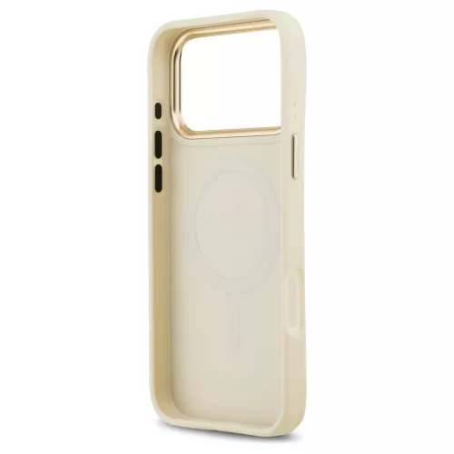 Tok Guess Grained Strass Logo MagSafe for iPhone 17 Pro Max készülékhez bézs