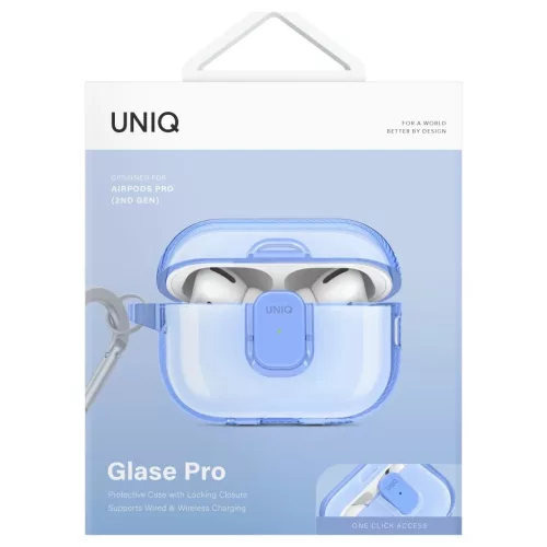 UNIQ Glase Pro AirPods Pro 2 készülékhez tok – Lock Case – kék