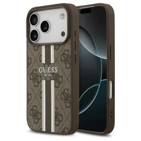   Guess 4G Printed Stripes MagSafe tok iPhone 17 Pro készülékhez barna