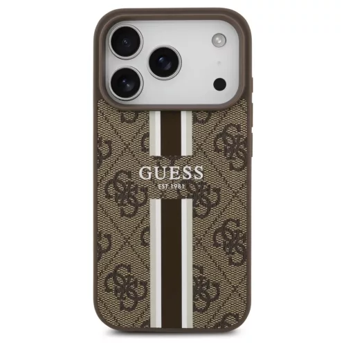 Guess 4G Printed Stripes MagSafe tok iPhone 17 Pro készülékhez barna