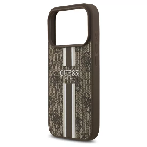 Guess 4G Printed Stripes MagSafe tok iPhone 17 Pro készülékhez barna
