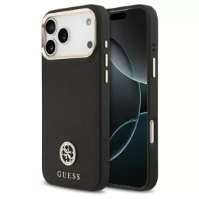   Tok Case Guess Grained Strass Logo MagSafe iPhone 17 Pro Max készülékhez fekete