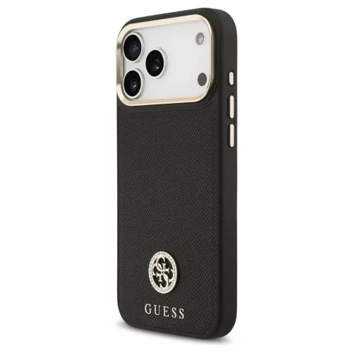 Tok Case Guess Grained Strass Logo MagSafe iPhone 17 Pro Max készülékhez fekete