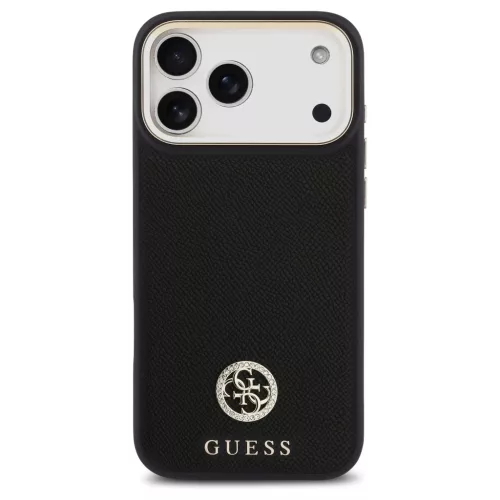 Tok Case Guess Grained Strass Logo MagSafe iPhone 17 Pro Max készülékhez fekete