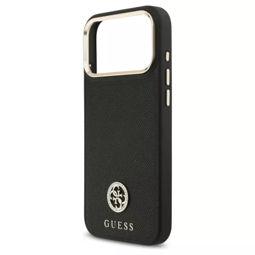 Tok Case Guess Grained Strass Logo MagSafe iPhone 17 Pro Max készülékhez fekete