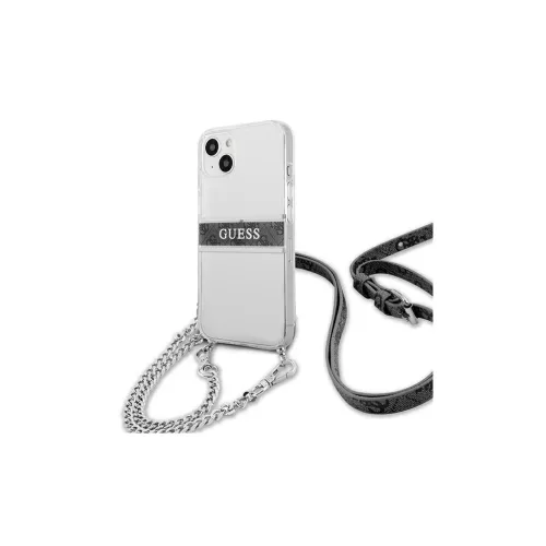 Guess GUHCP13SKC4GBSI iPhone 13 mini készülékhez 5,4"-es átlátszó tok 4G szürke pánt, ezüst lánc