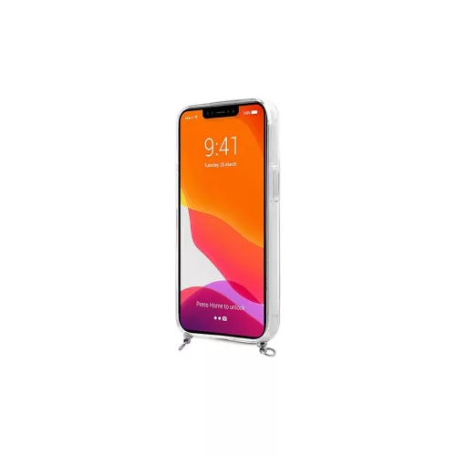 Guess GUHCP13SKC4GBSI iPhone 13 mini készülékhez 5,4"-es átlátszó tok 4G szürke pánt, ezüst lánc