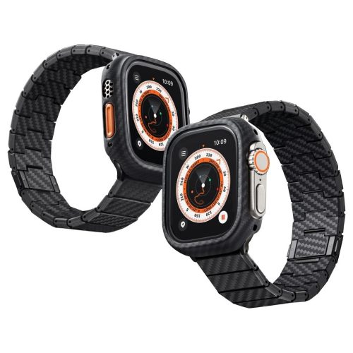 PITAKA Carbon Fiber Modern óraszíj Apple Watch 1/2/3/4/5/6/7/8/9/10/11/SE/SE 3/Ultra1/2/3 készülékhez, fekete