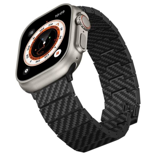 PITAKA Carbon Fiber Modern óraszíj Apple Watch 1/2/3/4/5/6/7/8/9/10/11/SE/SE 3/Ultra1/2/3 készülékhez, fekete