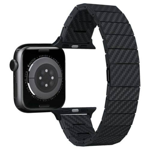 PITAKA Carbon Fiber Modern óraszíj Apple Watch 1/2/3/4/5/6/7/8/9/10/11/SE/SE 3/Ultra1/2/3 készülékhez, fekete