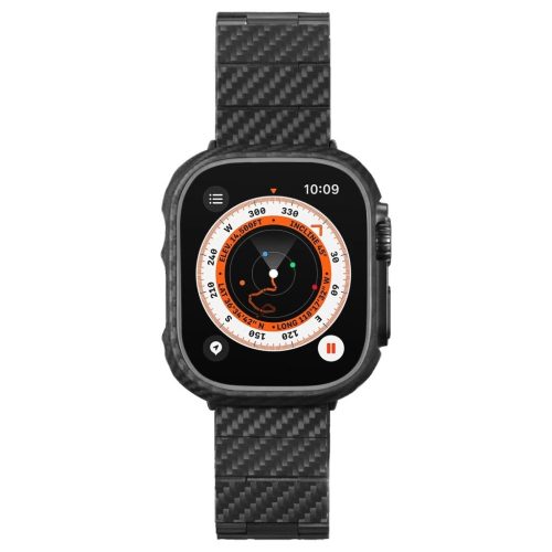 PITAKA Carbon Fiber Modern óraszíj Apple Watch 1/2/3/4/5/6/7/8/9/10/11/SE/SE 3/Ultra1/2/3 készülékhez, fekete