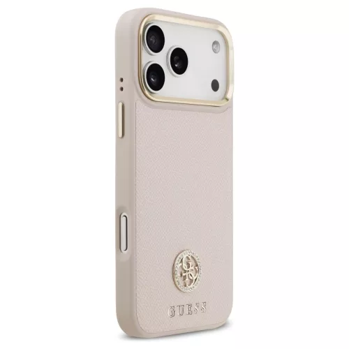Guess Grained Strass Logo MagSafe tok iPhone 17 Pro Max készülékhez rózsaszín