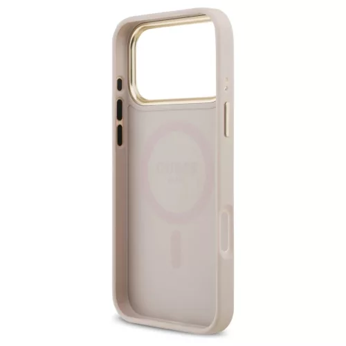 Guess Grained Strass Logo MagSafe tok iPhone 17 Pro Max készülékhez rózsaszín