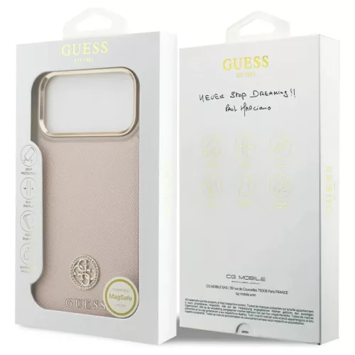 Guess Grained Strass Logo MagSafe tok iPhone 17 Pro Max készülékhez rózsaszín