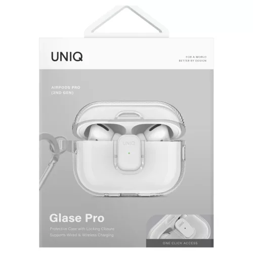 UNIQ Glase Pro zárós tok AirPods Pro 2 készülékhez átlátszó