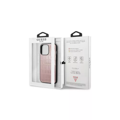 Guess GUHCP13LPCRBPI iPhone 13 Pro / 13 6,1" készülékhez Croco Strap Collection pánt rózsaszín