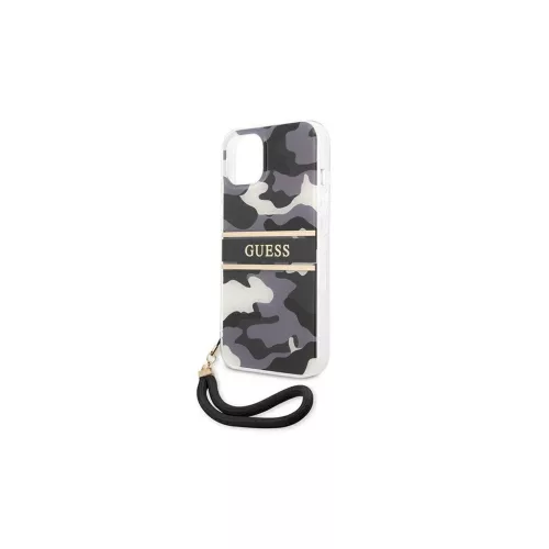 Guess GUHCP13SKCABBK iPhone 13 mini 5,4" készülékhez keménytok Camo Strap Collection fekete