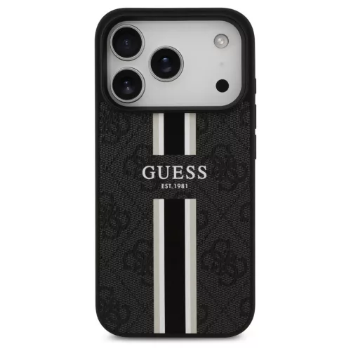 Guess 4G Printed Stripes MagSafe tok iPhone 17 Pro készülékhez fekete