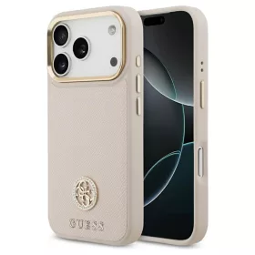   Tok Guess Grained Strass Logo MagSafe iPhone 17 Pro készülékhez rózsaszín