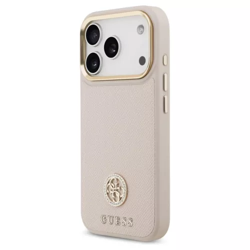 Tok Guess Grained Strass Logo MagSafe iPhone 17 Pro készülékhez rózsaszín