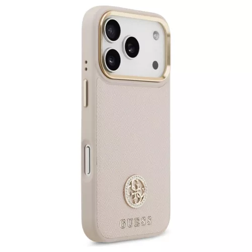 Tok Guess Grained Strass Logo MagSafe iPhone 17 Pro készülékhez rózsaszín
