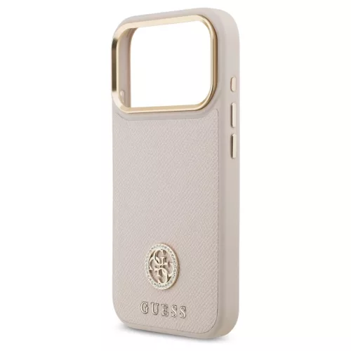 Tok Guess Grained Strass Logo MagSafe iPhone 17 Pro készülékhez rózsaszín