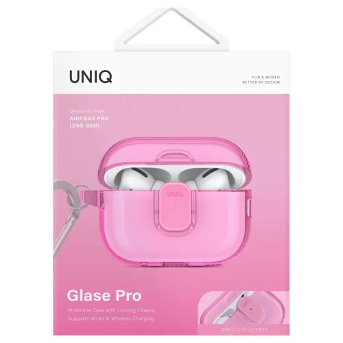UNIQ Glase Pro AirPods Pro 2 készülékhez záras tok rózsaszín